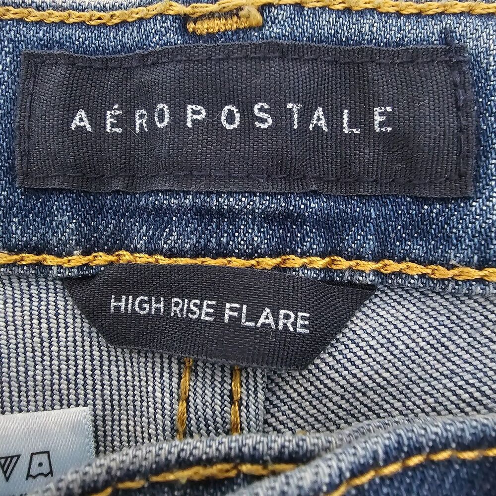 Aeropostale High Rise Flare Jeans Size 0 Faded Blue Wash Stretch Denim - Picture 4 of 8